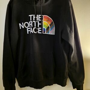 The North Face Black Hoodie with Rainbow Logo RARE